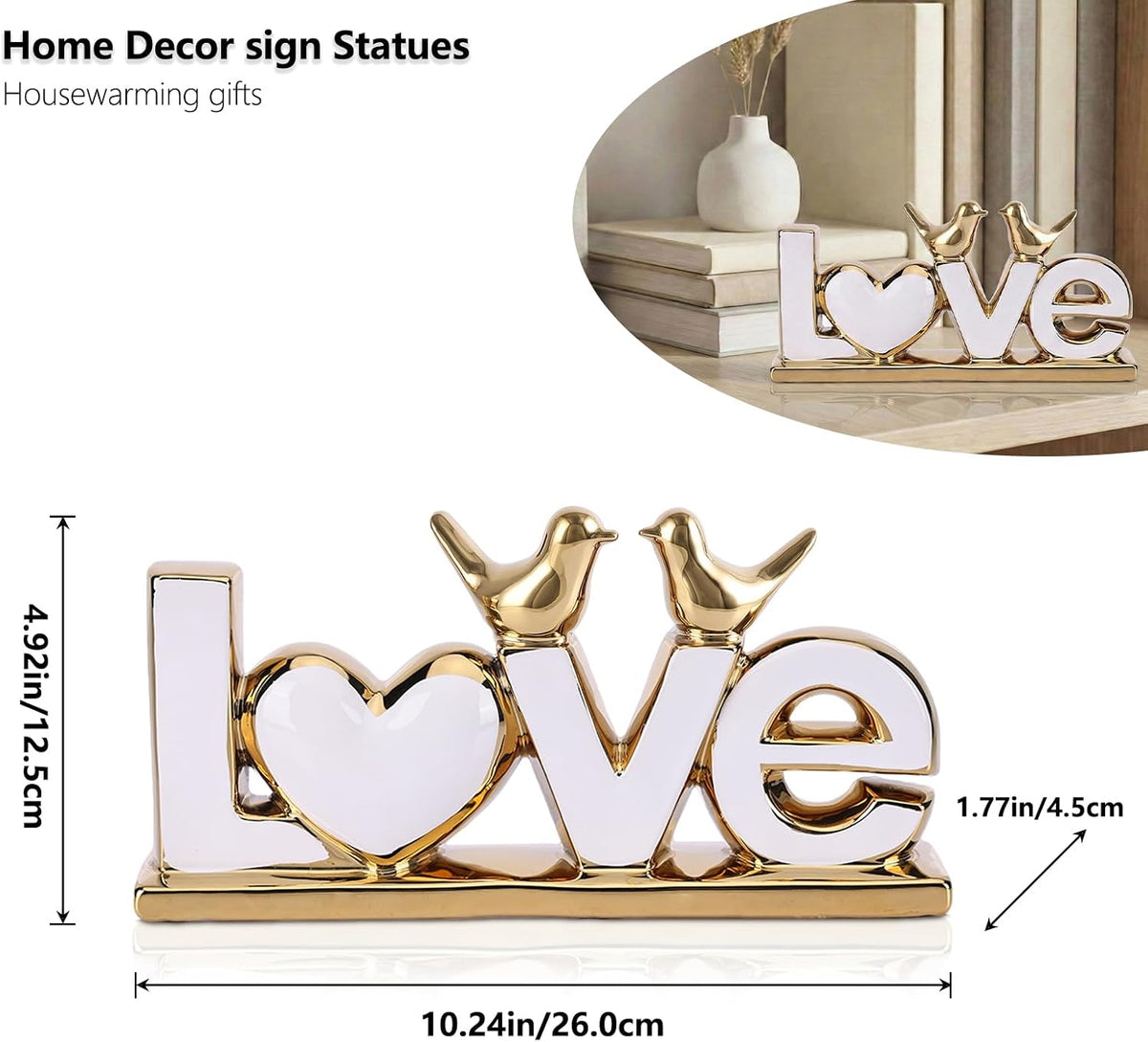 FormaHaven Love Birds Decorative Sculpture – LOVE Word Art