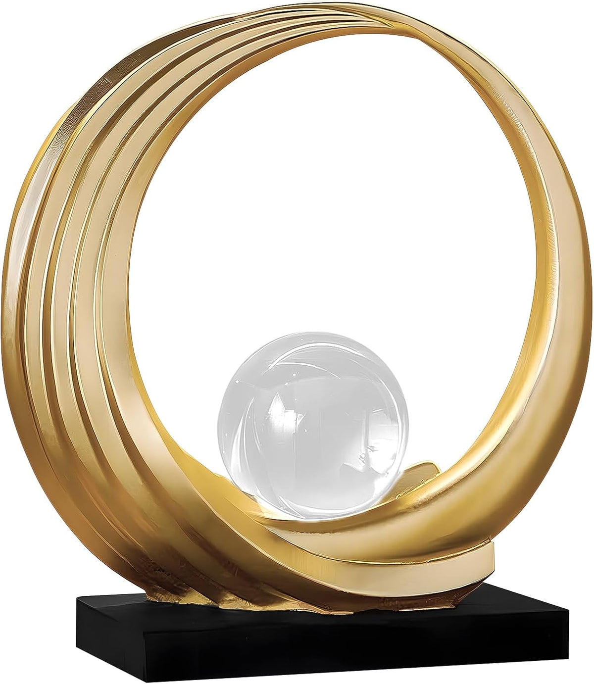 FormaHaven Modern Wave Sculpture with Crystal Glass Orb – Elegant Home Decor