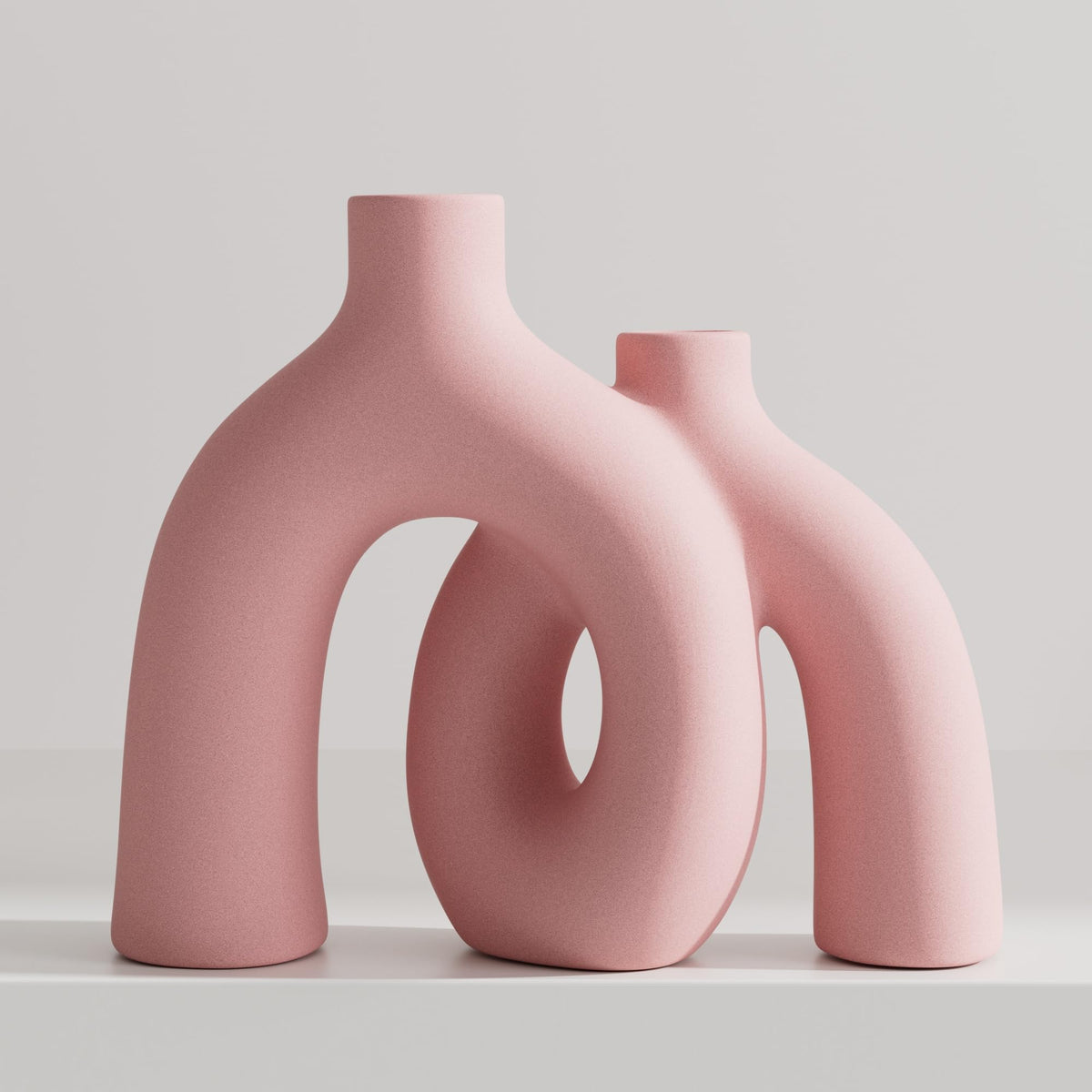FormaHaven Matte White Conjoined Ceramic Vases – Modern Boho Home Decor