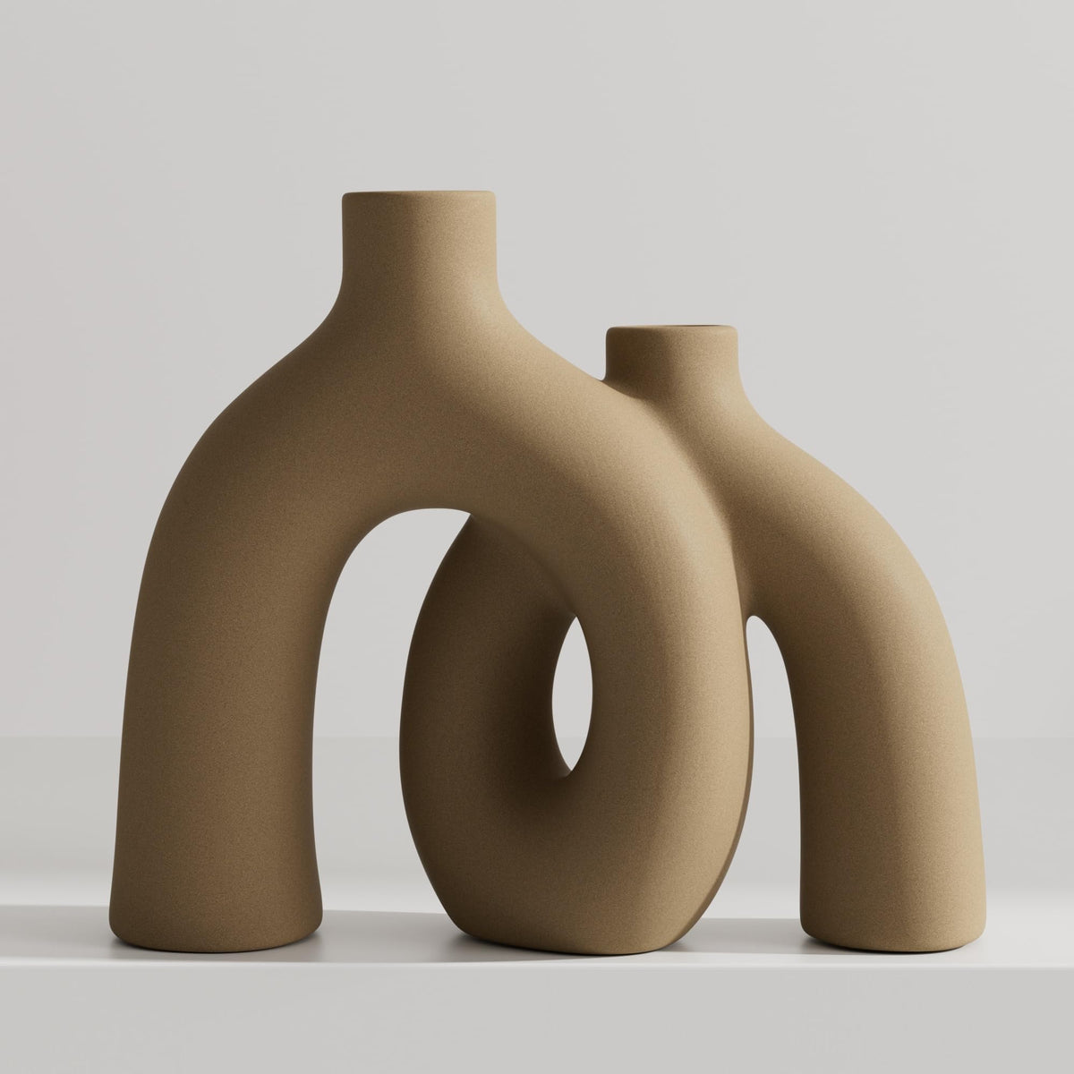 FormaHaven Matte White Conjoined Ceramic Vases – Modern Boho Home Decor