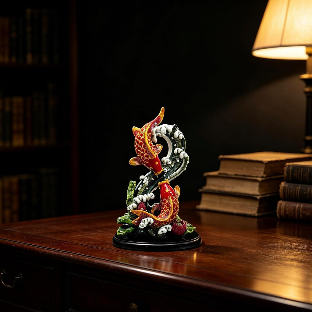 FormaHaven Feng Shui Fish Figurine – Hand-Painted Resin Decor