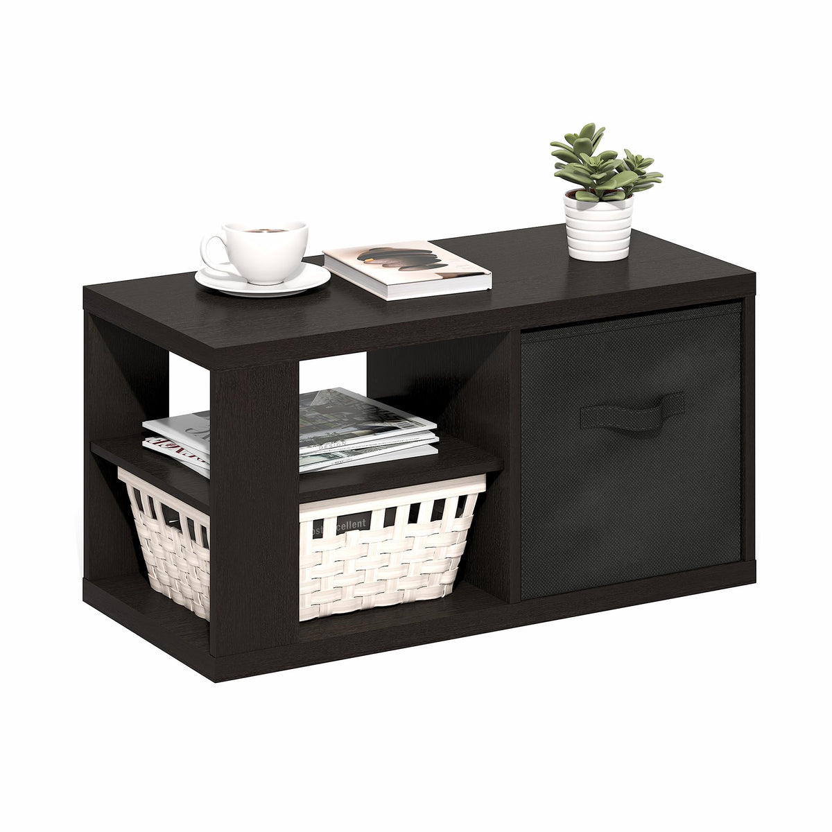 FormaHaven Modern White Rectangular Coffee Table – Thick Top, 100 lb Capacity
