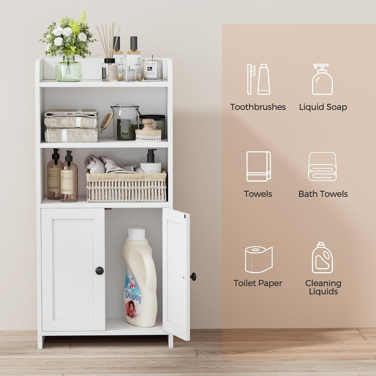 FormaHaven Slim Bathroom Storage Cabinet – Compact Floor Organizer