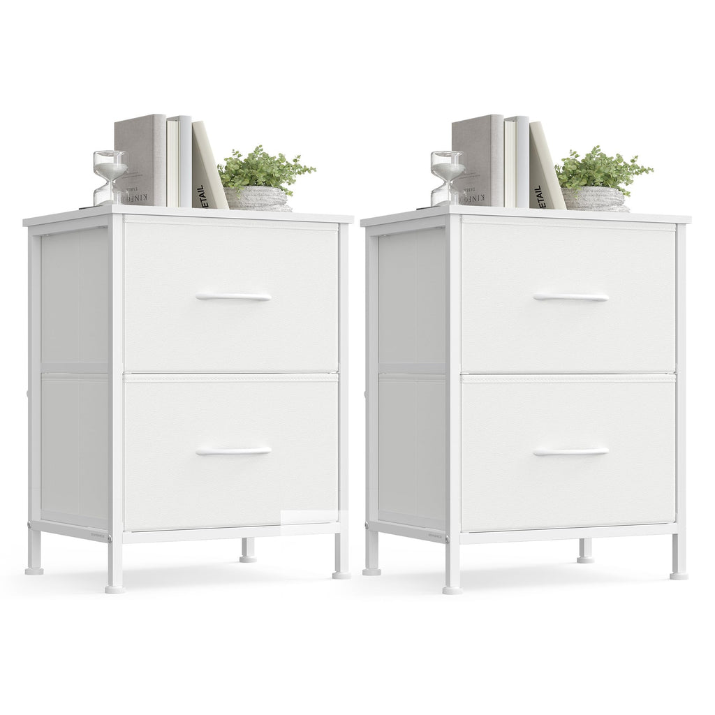 FormaHaven 2-Drawer Nightstand with Fabric Drawers – Steel Frame Bedside Table