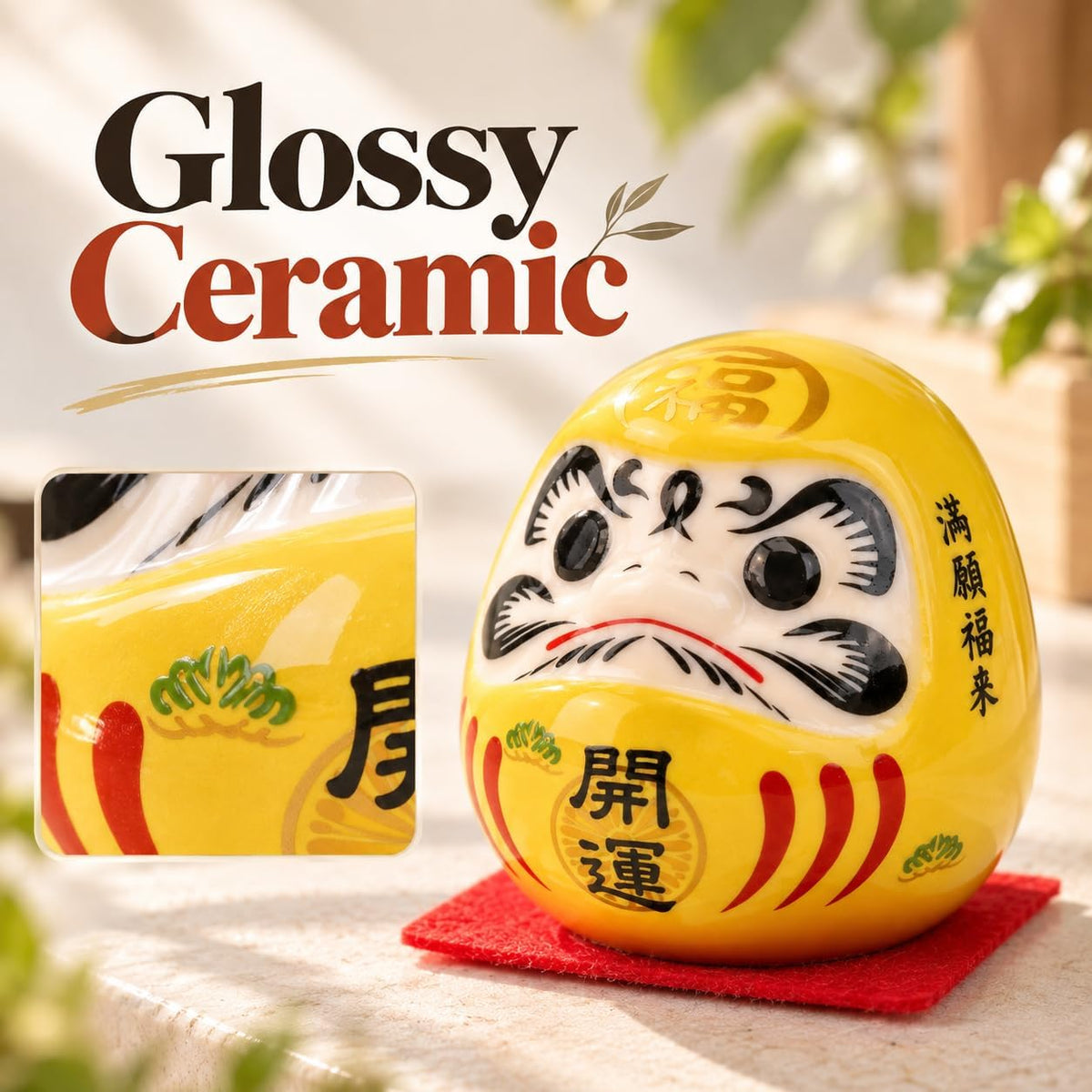 FormaHaven Red Ceramic Daruma Dolls Set of 5 – Japanese Lucky Decor