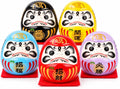 FormaHaven Red Ceramic Daruma Dolls Set of 5 – Japanese Lucky Decor