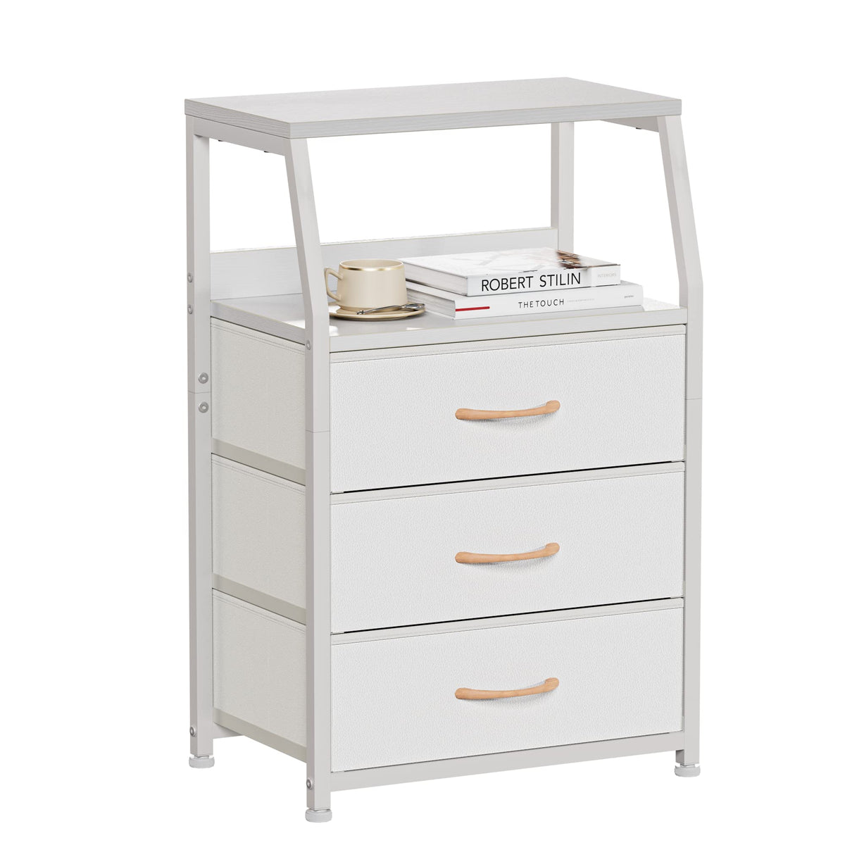 FormaHaven 2-Tier Nightstand with Fabric Drawers – Metal Frame Storage Table