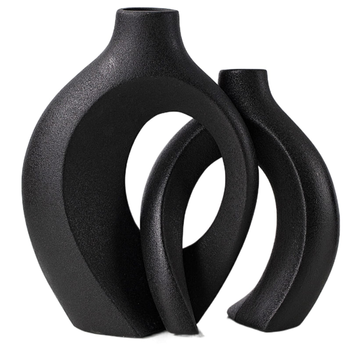 FormaHaven Matte White Ceramic Vase Set of 2 – Modern Sculptural Couple Vases