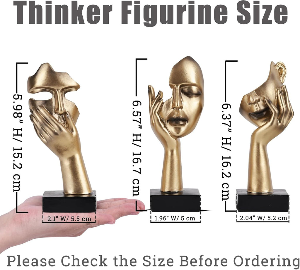 FormaHaven Black & Gold Abstract Female Face Sculptures – Set of 3