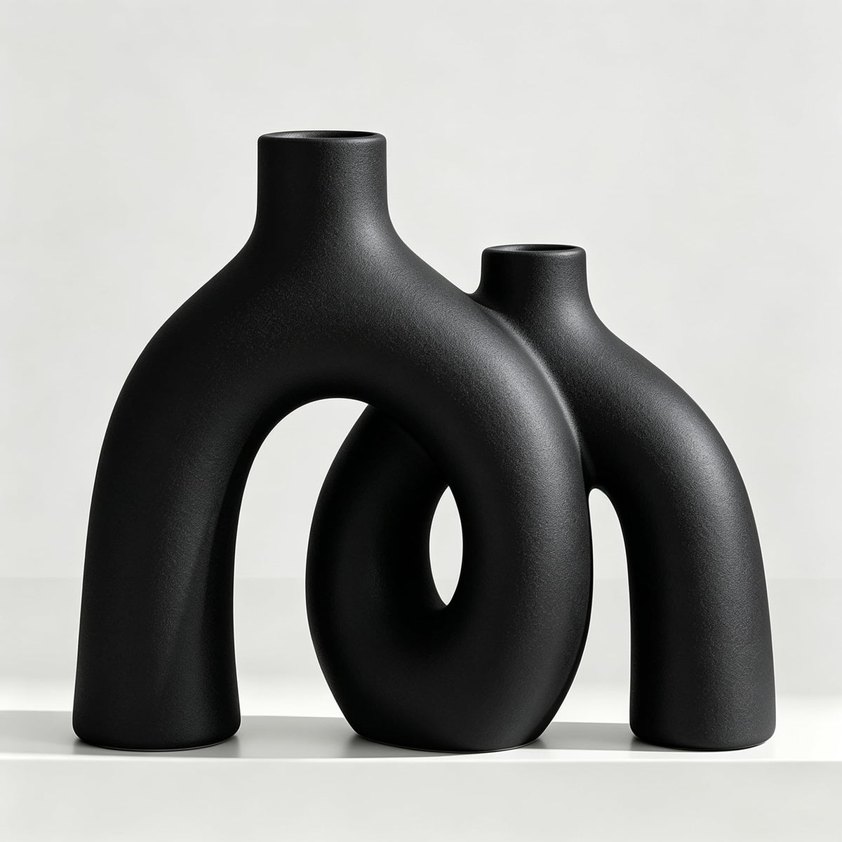 FormaHaven Matte White Conjoined Ceramic Vases – Modern Boho Home Decor