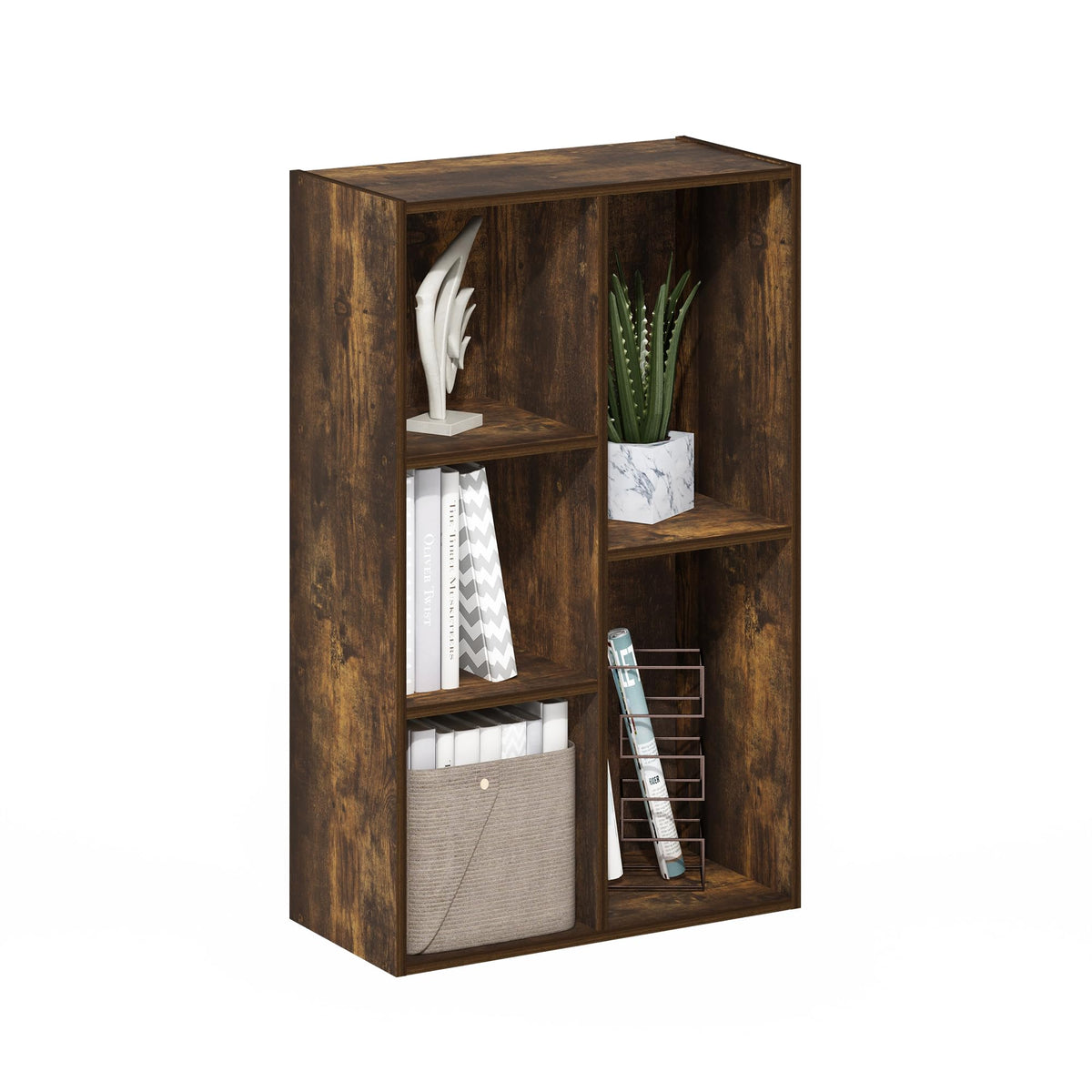 FormaHaven 5-Cube Bookshelf – Modern Open Storage Organizer