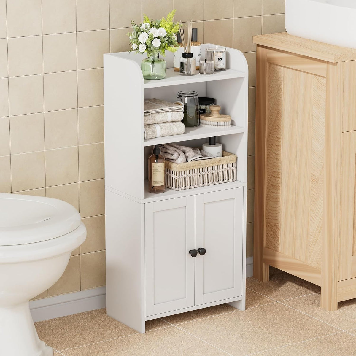 FormaHaven Slim Bathroom Storage Cabinet – Compact Floor Organizer