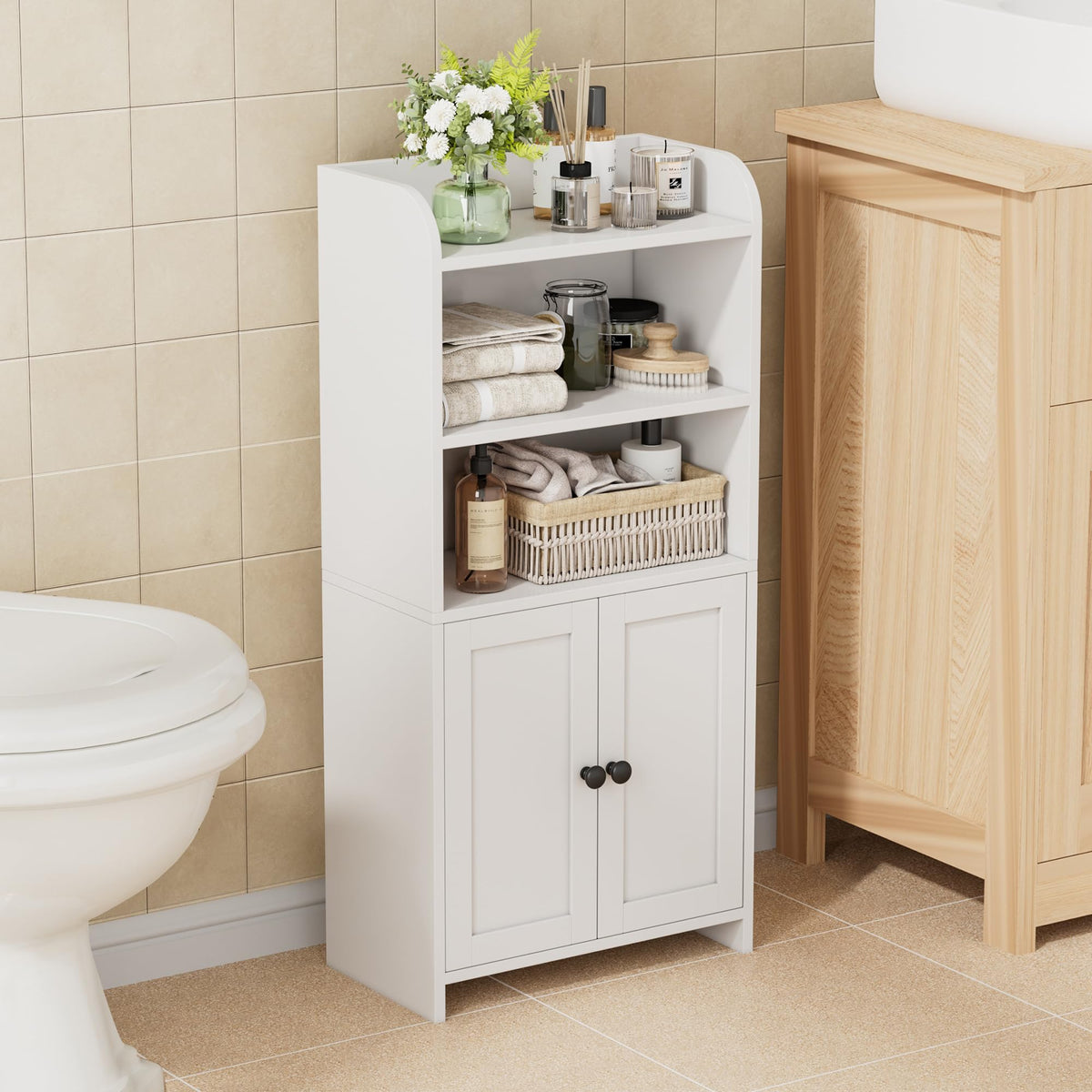 FormaHaven Slim Bathroom Storage Cabinet – Compact Floor Organizer