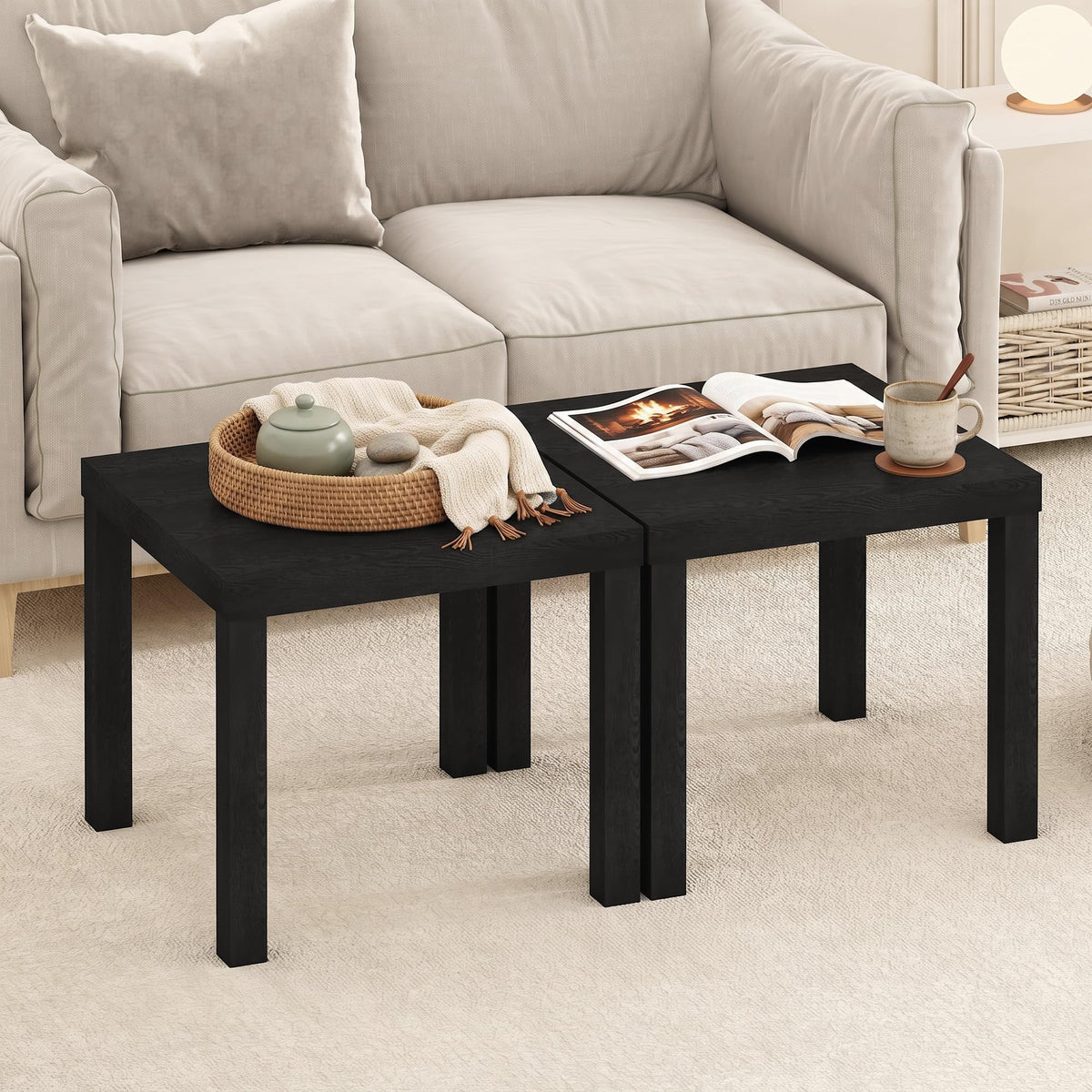 FormaHaven Modern White Rectangular Coffee Table – Thick Top, 100 lb Capacity