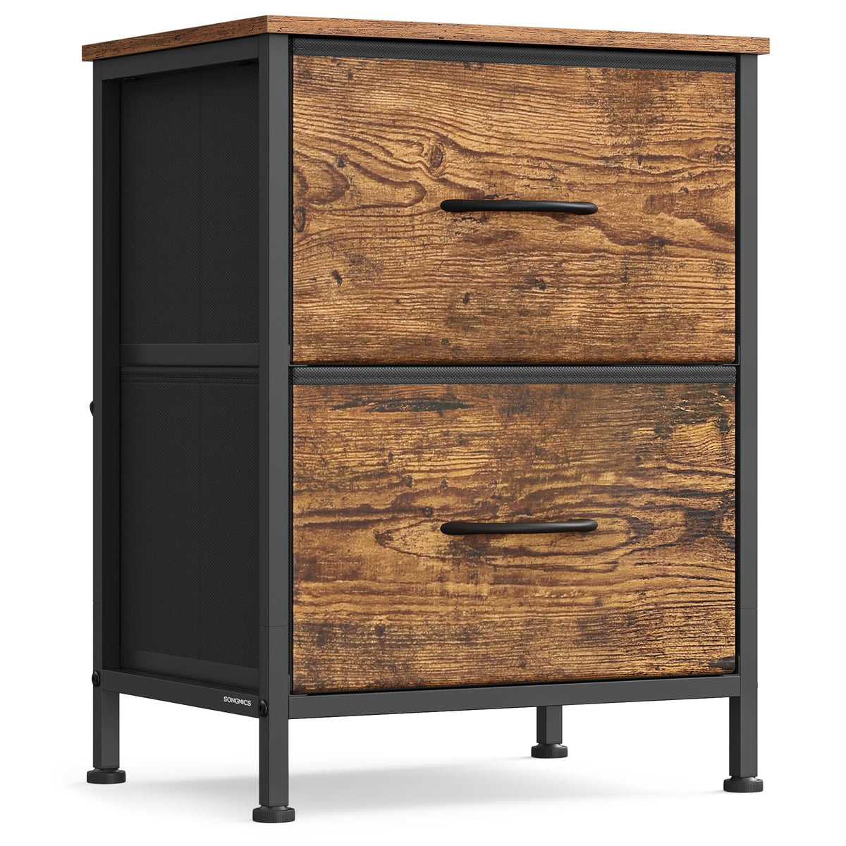 FormaHaven 2-Drawer Nightstand with Fabric Drawers – Steel Frame Bedside Table