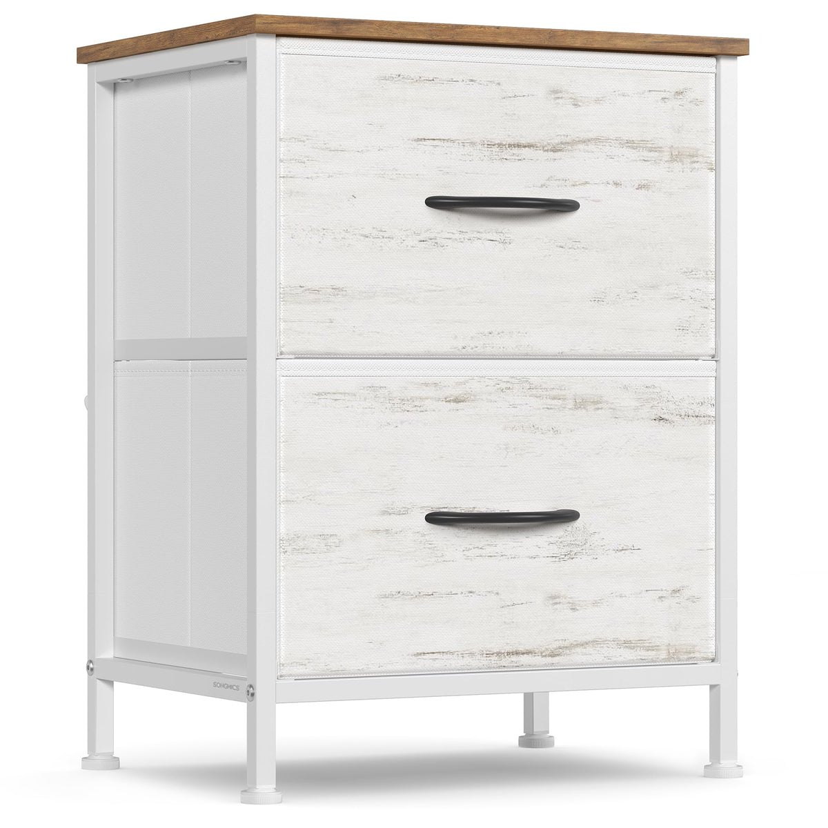 FormaHaven 2-Drawer Nightstand with Fabric Drawers – Steel Frame Bedside Table