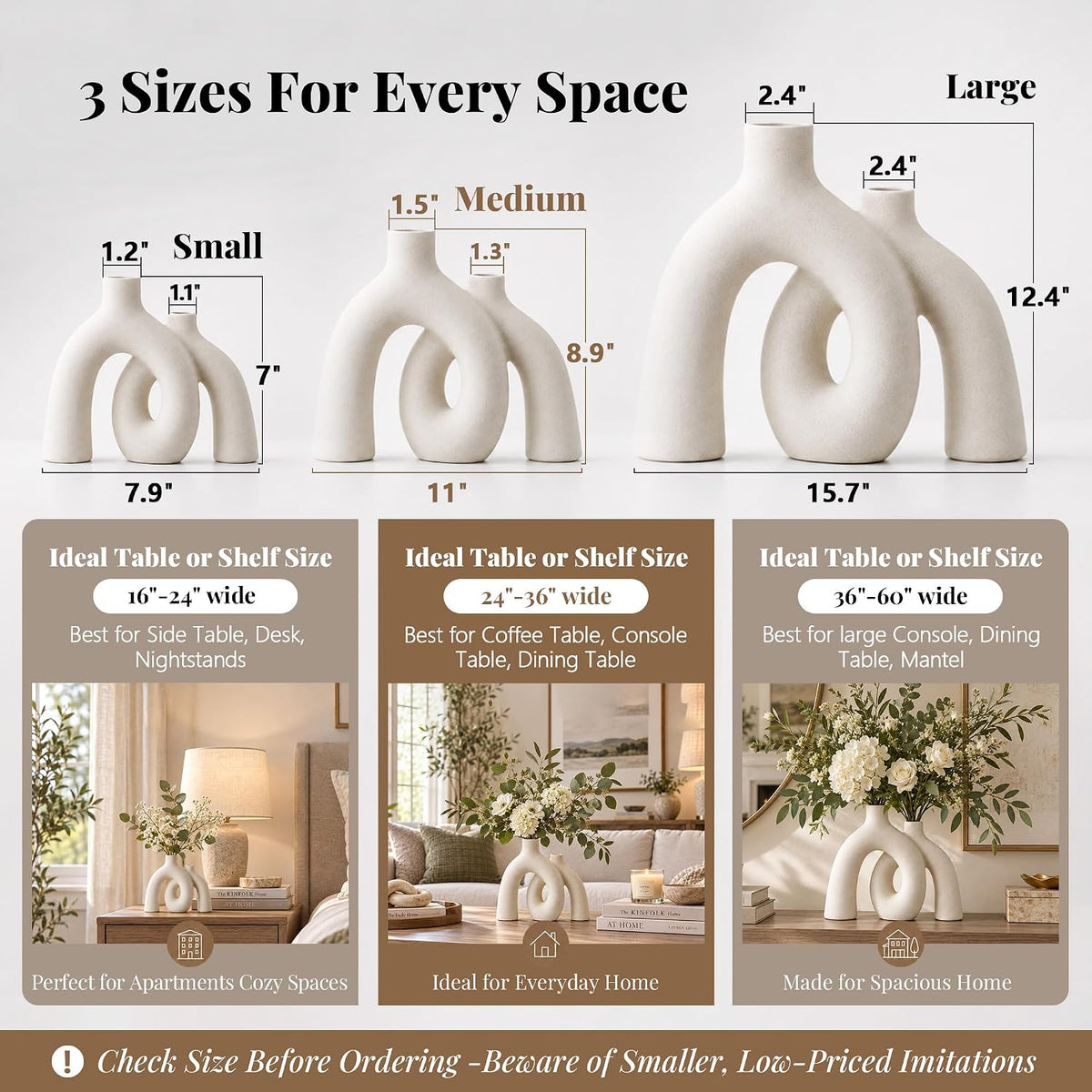 FormaHaven Matte White Conjoined Ceramic Vases – Modern Boho Home Decor