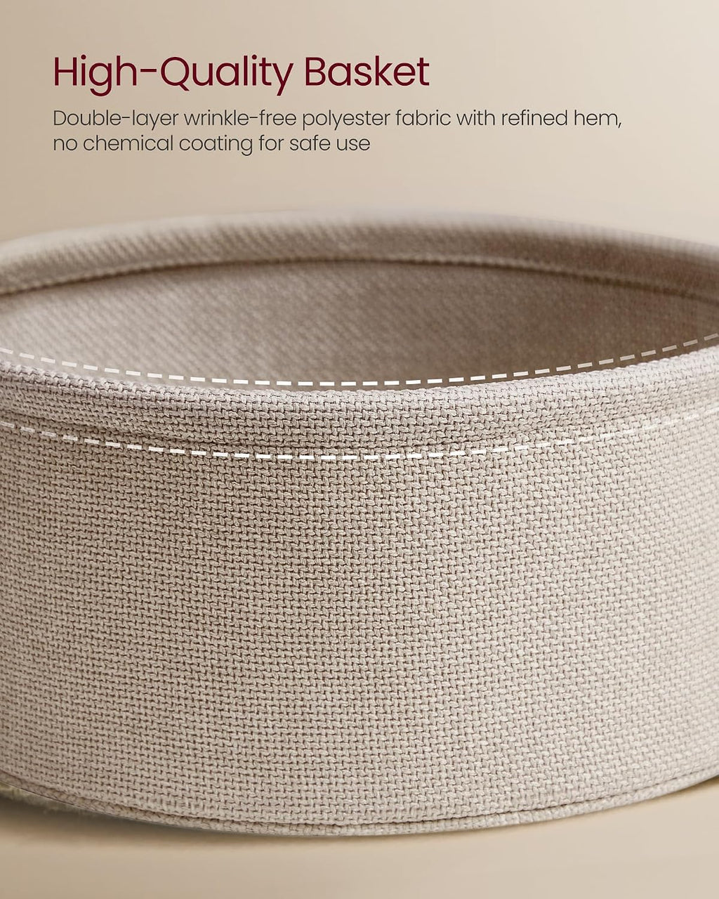 FormaHaven Round Side Table with Fabric Storage Basket – Modern Bedside End Table