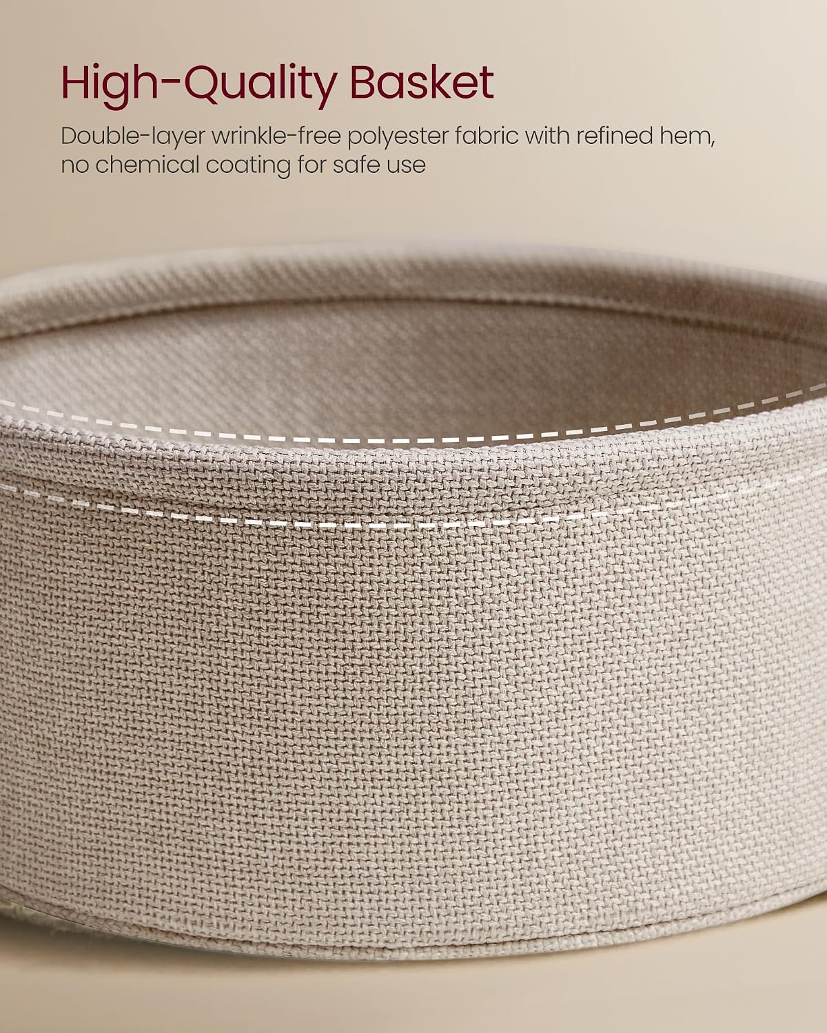 FormaHaven Round Side Table with Fabric Storage Basket – Modern Bedside End Table