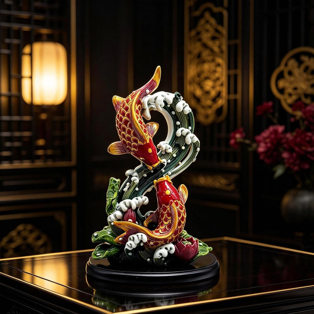 FormaHaven Feng Shui Fish Figurine – Hand-Painted Resin Decor