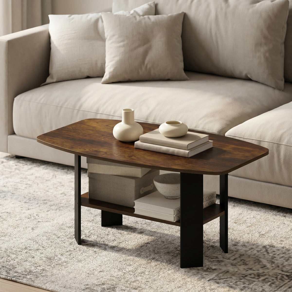 FormaHaven Modern 2-Tier Rectangular Coffee Table – Minimalist Living Room Table