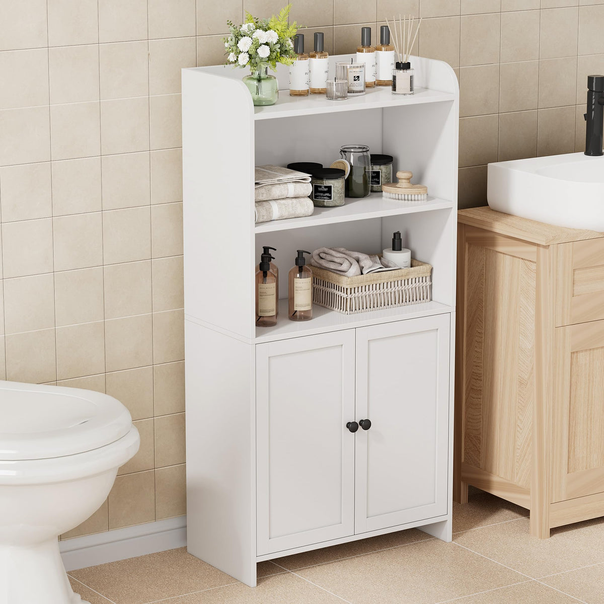 FormaHaven Slim Bathroom Storage Cabinet – Compact Floor Organizer