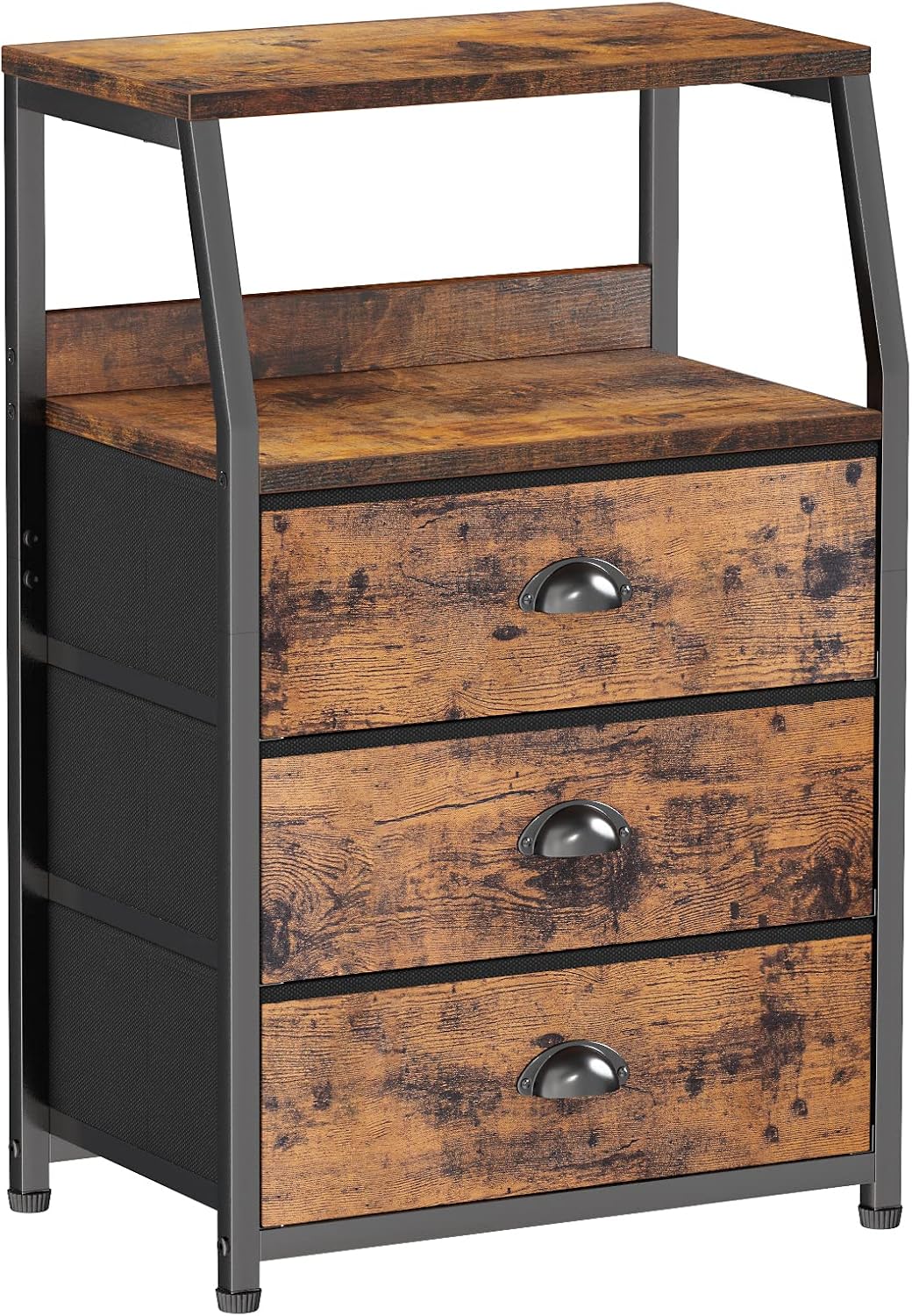 FormaHaven 2-Tier Nightstand with Fabric Drawers – Metal Frame Storage Table
