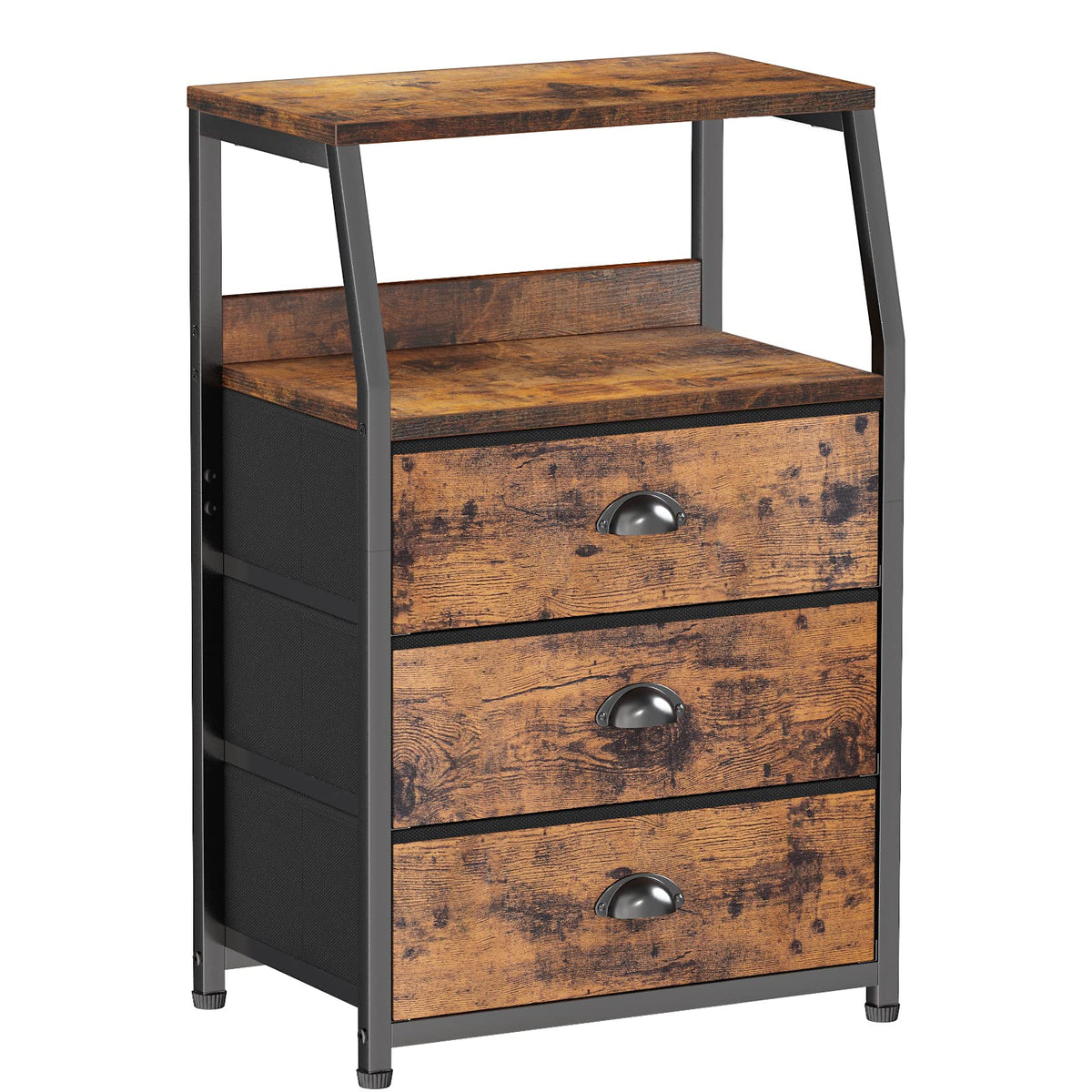 FormaHaven 2-Tier Nightstand with Fabric Drawers – Metal Frame Storage Table