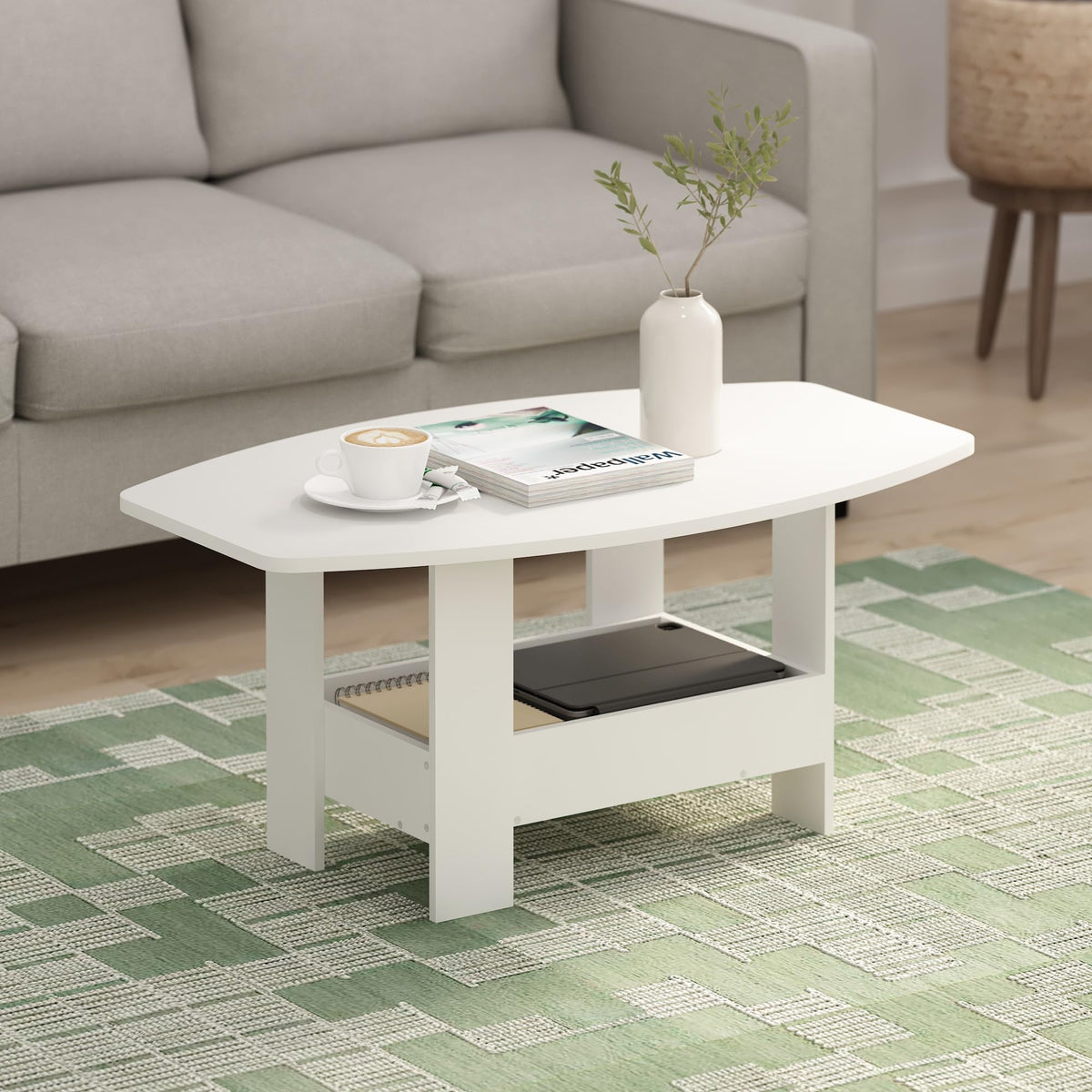 FormaHaven Modern 2-Tier Rectangular Coffee Table – Minimalist Living Room Table