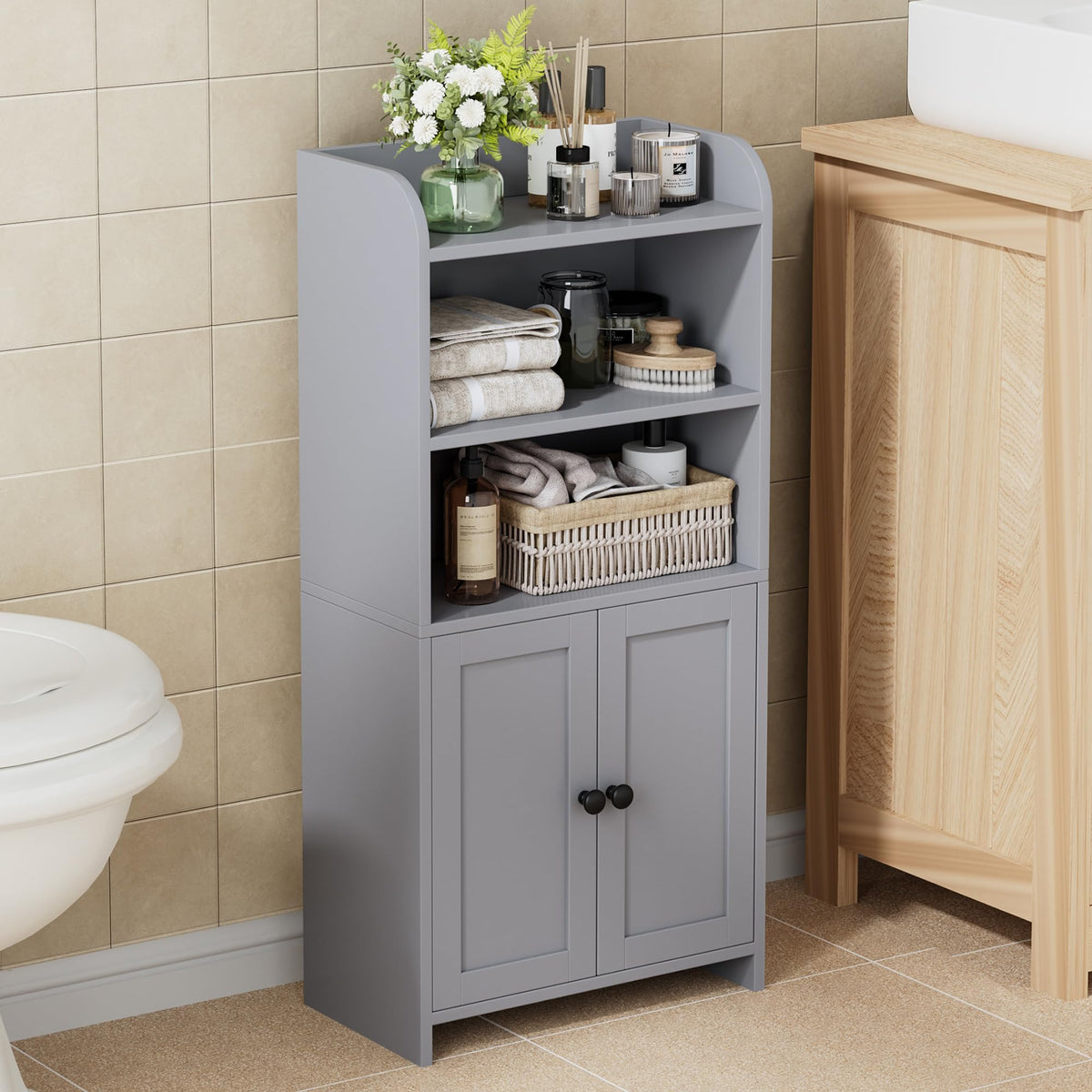 FormaHaven Slim Bathroom Storage Cabinet – Compact Floor Organizer