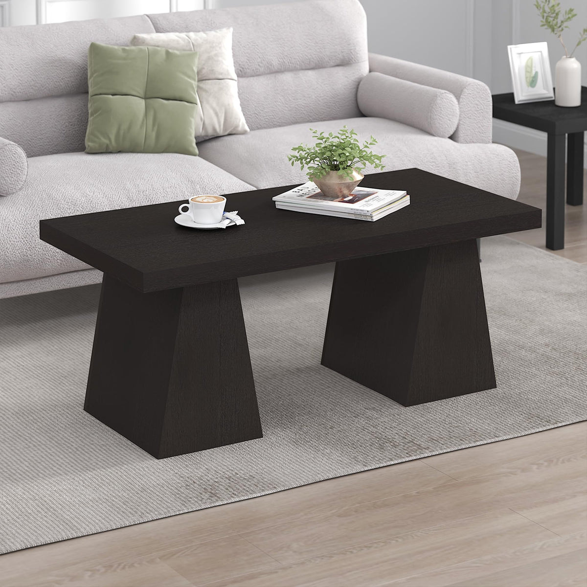 FormaHaven Modern 2-Tier Coffee Table with Open Storage Shelf