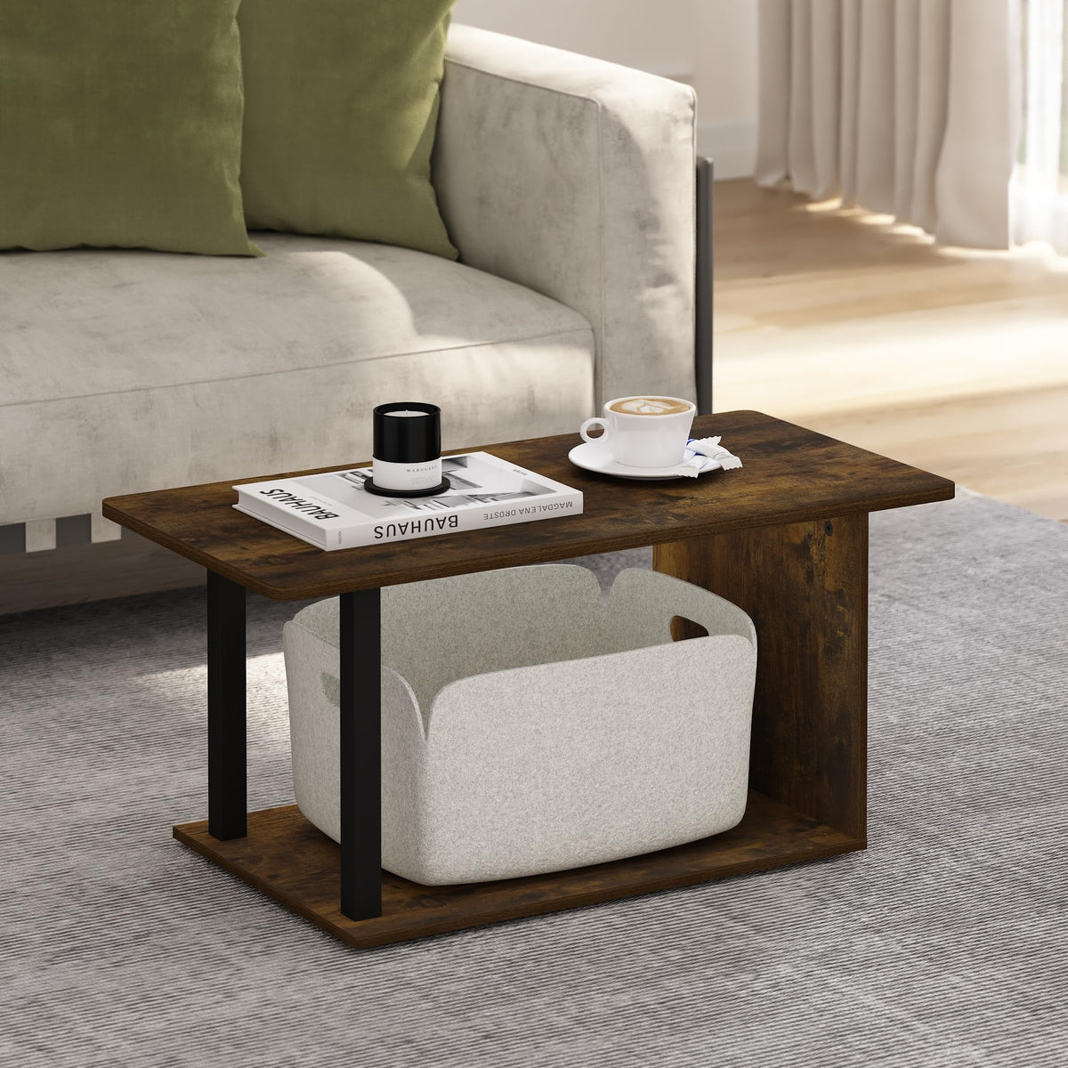 FormaHaven Modern 2-Tier Rectangular Coffee Table – Minimalist Living Room Table