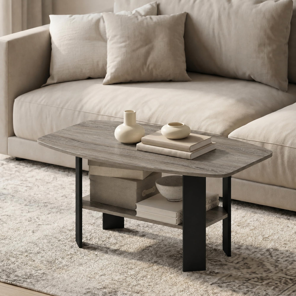 FormaHaven Modern 2-Tier Rectangular Coffee Table – Minimalist Living Room Table